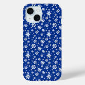 Weiße Schneeflocken im dunkelblauen Wintermuster Case-Mate iPhone Hülle (Rückseite)
