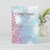 Weiße Schneeflocken im hellblauen Winter Weihnacht Einladung (Stehend Vorderseite)