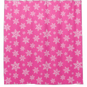 Weiße Schneeflocken im rosa Wintermuster Duschvorhang (Vorderseite)