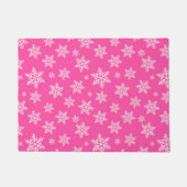 Weiße Schneeflocken im rosa Wintermuster Fußmatte (Vorderseite)