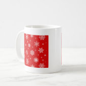 Weiße Schneeflocken im roten Hintergrund Kaffeetasse (Vorderseite Links)
