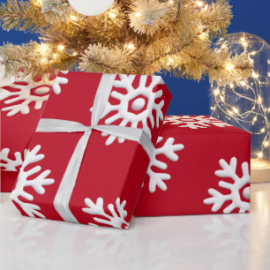 Weiße Schneeflocken im roten Hintergrund Weihnacht Geschenkpapier