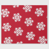 Weiße Schneeflocken im roten Hintergrund Weihnacht Geschenkpapier (Flach)