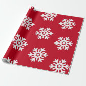 Weiße Schneeflocken im roten Hintergrund Weihnacht Geschenkpapier (Ungerollt)