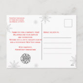 Weiße Schneeflocken im Roten Weihnachtskonzern Feiertagspostkarte (Rückseite)