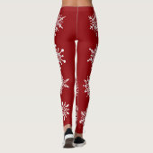 Weiße Schneeflocken im Roten Winter Leggings (Rückseite)