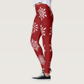 Weiße Schneeflocken im Roten Winter Leggings (Links)