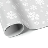 Weiße Schneeflocken im SilberWinter-Muster Geschenkpapier (Rolleneckpunkt)
