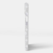 Weiße Schneeflocken im SilberWinter-Muster iPhone Hülle (Linke Seite)