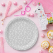 Weiße Schneeflocken im SilberWinter-Muster Pappteller (Party)