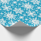 Weiße Schneeflocken in Aqua Geschenkpapier (Ecke)