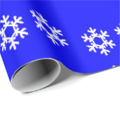 Weiße Schneeflocken in Blau Geschenkpapier (Rolleneckpunkt)