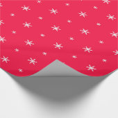 Weiße Schneeflocken in Rot Geschenkpapier (Ecke)