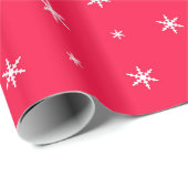 Weiße Schneeflocken in Rot Geschenkpapier (Rolleneckpunkt)