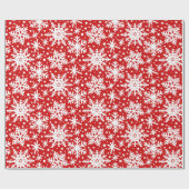 Weiße Schneeflocken in Rot Geschenkpapier (Flach)