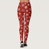 Weiße Schneeflocken in Rot Leggings (Rückseite)