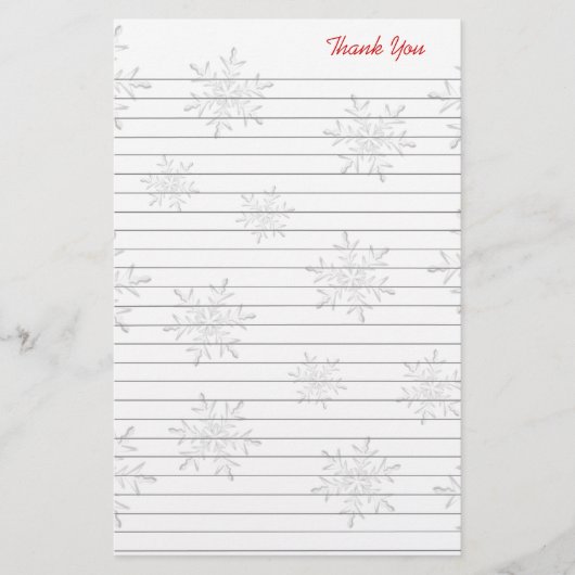 Weiße Schneeflocken Linierte Weihnachten Danke Pap Briefpapier (Vorderseite)