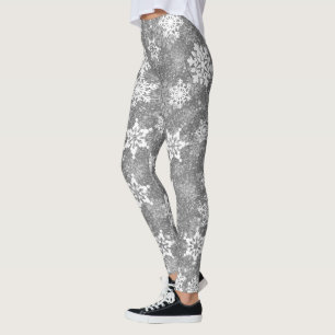 Weiße Schneeflocken Luxuriös Grau Elegantes Weihna Leggings