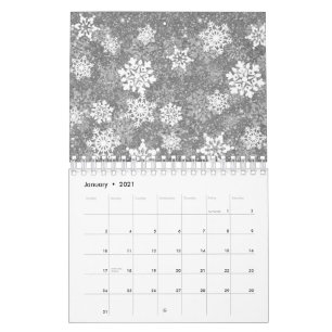 Weiße Schneeflocken Luxuriöse graue elegante Weihn Kalender