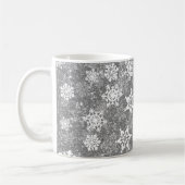 Weiße Schneeflocken Luxuriöse Gray Elegante Weihna Kaffeetasse (Links)