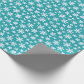 weiße Schneeflocken mit blauem Hintergrund Wrappin Geschenkpapier (Ecke)