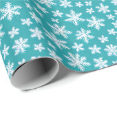 weiße Schneeflocken mit blauem Hintergrund Wrappin Geschenkpapier (Rolleneckpunkt)