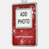 Weiße Schneeflocken mit Gerahmtem Vertikalverzieru Rahmen-Ornament Silber (Links)