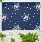 Weiße Schneeflocken mit Polka-Punkten Geschirrtuch (Gefaltet)