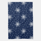 Weiße Schneeflocken mit Polka-Punkten Geschirrtuch (Vertikal)