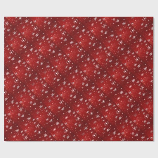 Weiße Schneeflocken mit rotem Background Wrapping  Geschenkpapier (Flach)