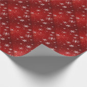 Weiße Schneeflocken mit rotem Background Wrapping  Geschenkpapier (Ecke)