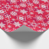 Weiße Schneeflocken mit rotem Hintergrund Geschenkpapier (Ecke)