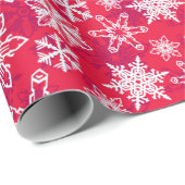 Weiße Schneeflocken mit rotem Hintergrund Geschenkpapier (Rolleneckpunkt)