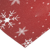Weiße Schneeflocken mit rotem Hintergrund Großer Tischläufer (Ecke)