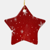 Weiße Schneeflocken mit rotem Hintergrund Keramikornament (Vorne)