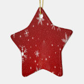 Weiße Schneeflocken mit rotem Hintergrund Keramikornament (Links)