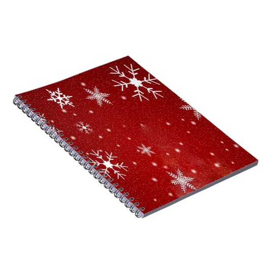 Weiße Schneeflocken mit rotem Hintergrund Notizblock (Rechte Seite)
