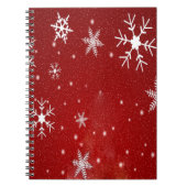 Weiße Schneeflocken mit rotem Hintergrund Notizblock (Vorderseite)