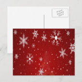 Weiße Schneeflocken mit rotem Hintergrund Postkarte (Vorne/Hinten)