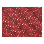 Weiße Schneeflocken mit rotem Hintergrund Tischdecke (Vorderseite (Horizontal))