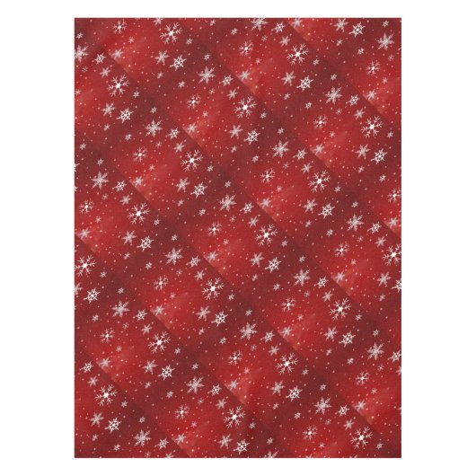 Weiße Schneeflocken mit rotem Hintergrund Tischdecke (Vorderseite)