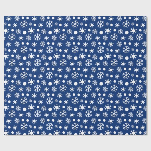 Weiße Schneeflocken Moderne Dunkelblaue Weihnachte Geschenkpapier (Flach)