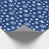 Weiße Schneeflocken Moderne Dunkelblaue Weihnachte Geschenkpapier (Ecke)