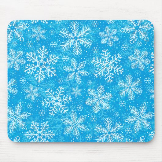 Weiße Schneeflocken Mousepad (Vorne)