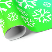 Weiße Schneeflocken Muster auf Regenbogenglanz Geschenkpapier (Rolleneckpunkt)