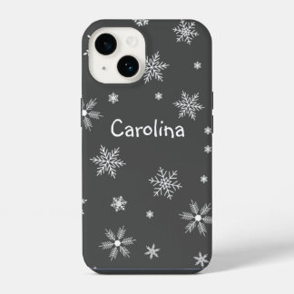 weiße Schneeflocken Name iPhone 14 Hülle