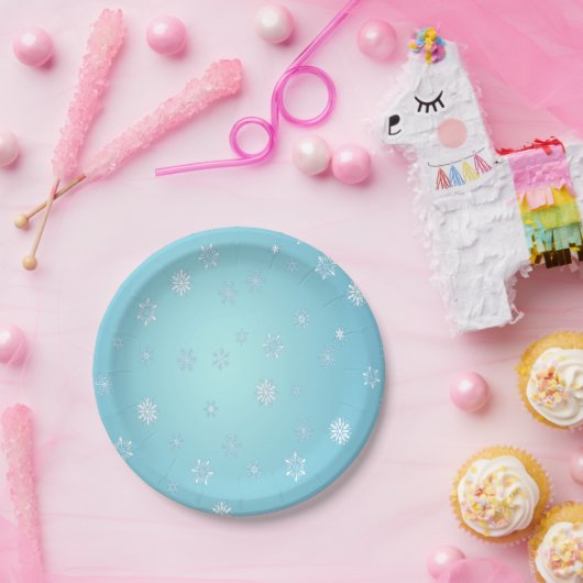 Weiße Schneeflocken Pappteller (Party)