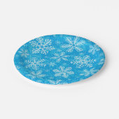 Weiße Schneeflocken Pappteller (Schrägansicht)