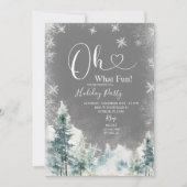 Weiße Schneeflocken & Pine Trees Feiertag Einladung (Vorderseite)
