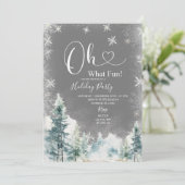 Weiße Schneeflocken & Pine Trees Feiertag Einladung (Stehend Vorderseite)